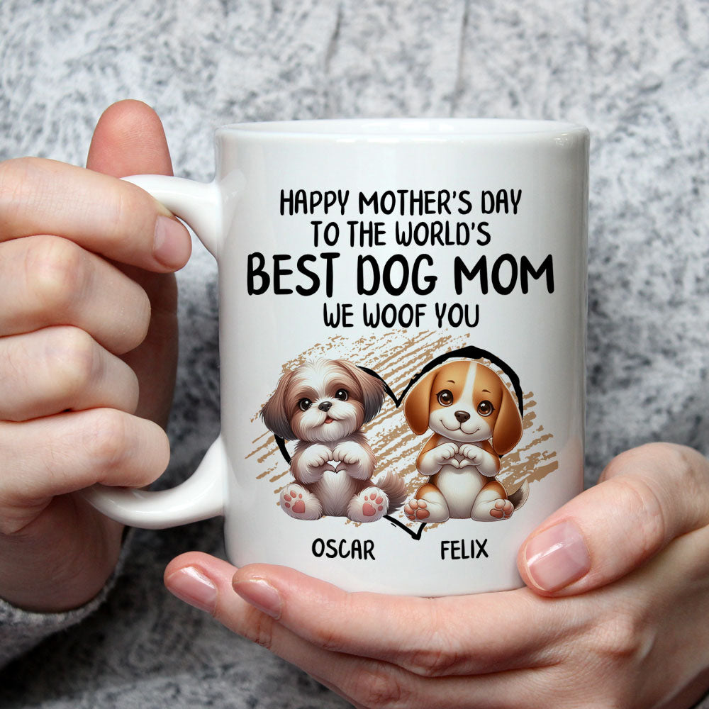 Custom Photo Mother's day Birthday Gifts For Dog Mom, Dog Lovers • Heart Sign Mom - Personalized Coffee Mug