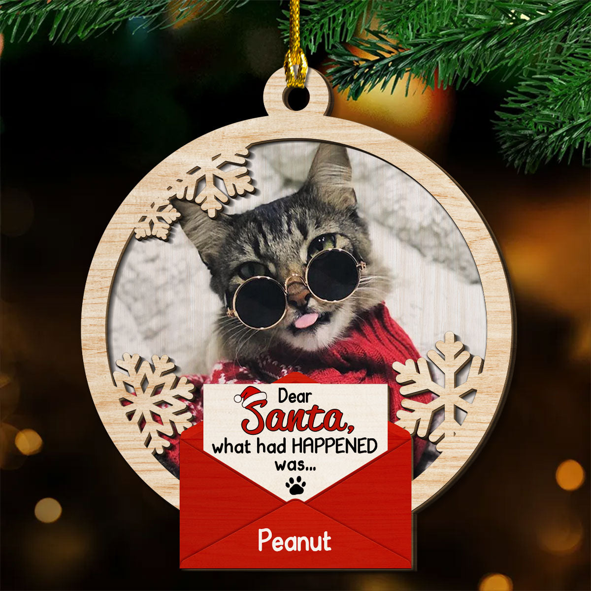 Dear Santa I Was Naughty - Personalized 2-layered Wood Ornament