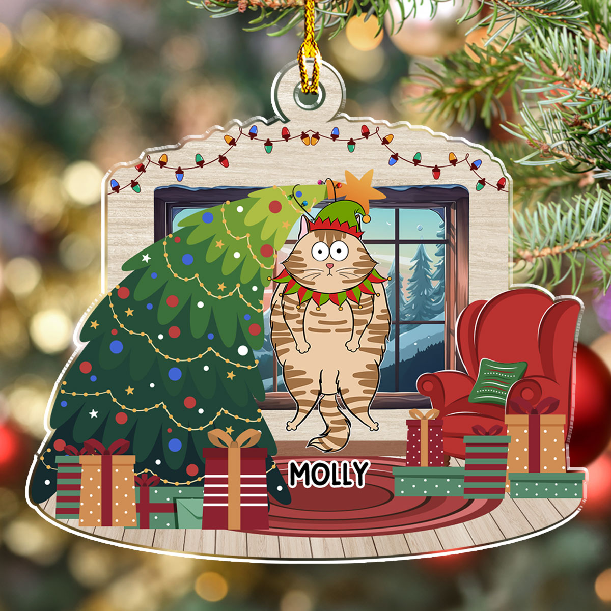 Christmas Tree Falling - Personalized Acrylic Ornament