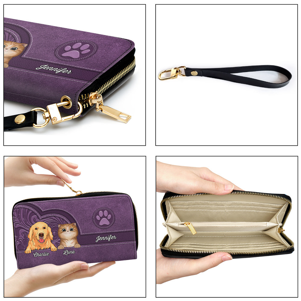 Cute Dogs And Cats Aesthetic Pattern - Personalized Leather Wallet