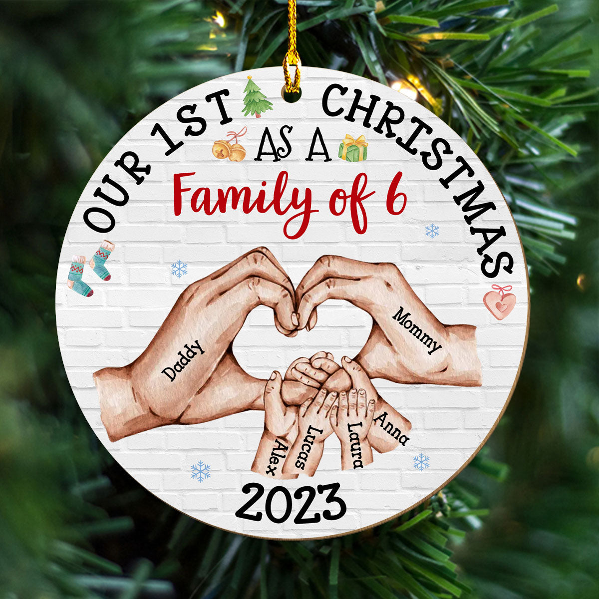 Our First Christmas - Personalized 1-layered Wood Ornament