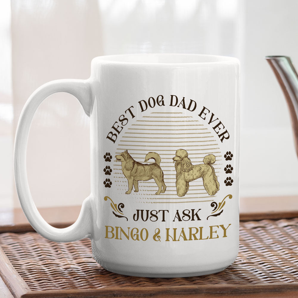 Custom Photo Christmas Birthday Gifts For Dog Lovers • Best Dog Ever Just Ask Vintage - Personalized Coffee Mug