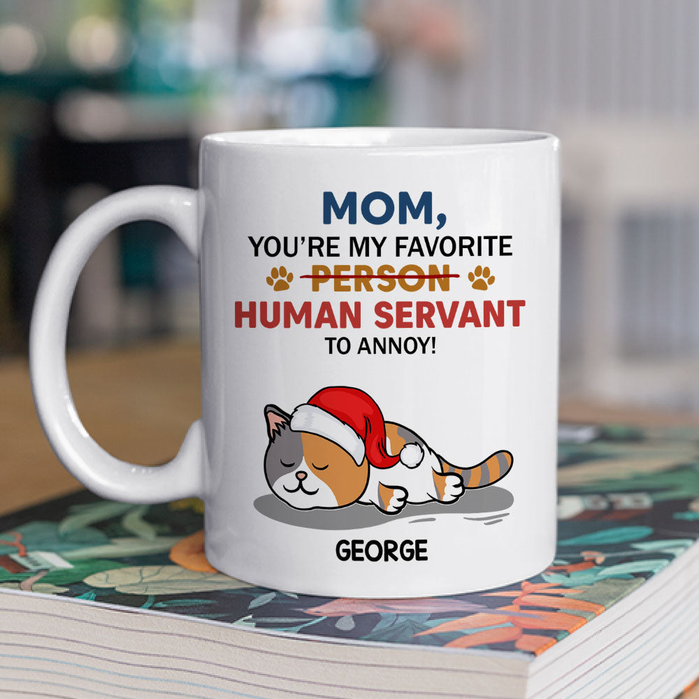 Custom Photo Mother's day Birthday Gifts For Cat Mom, Cat Lovers • Meowy Human Servant - Personalized Coffee Mug