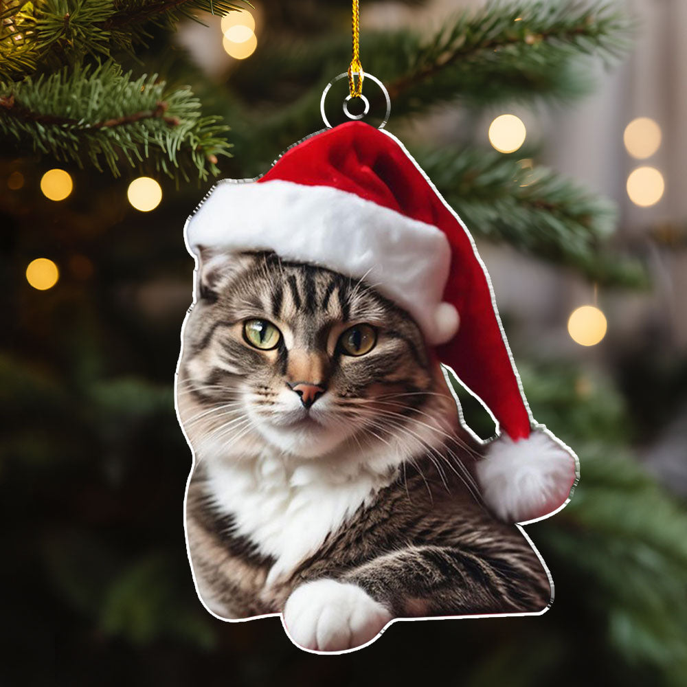 Photo Cat Christmas - Personalized Acrylic Ornament