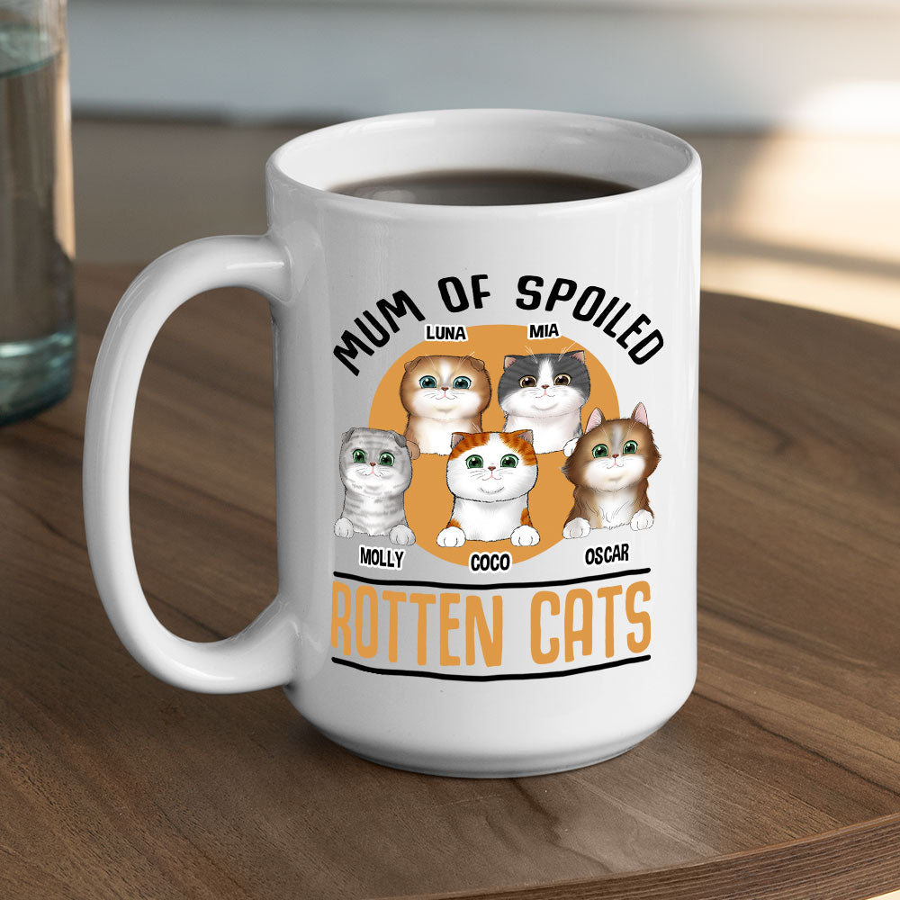 Custom Mother's day Birthday Gifts For Cat Mom, Cat Lovers • Spoiled Rotten Cat - Personalized Coffee Mug
