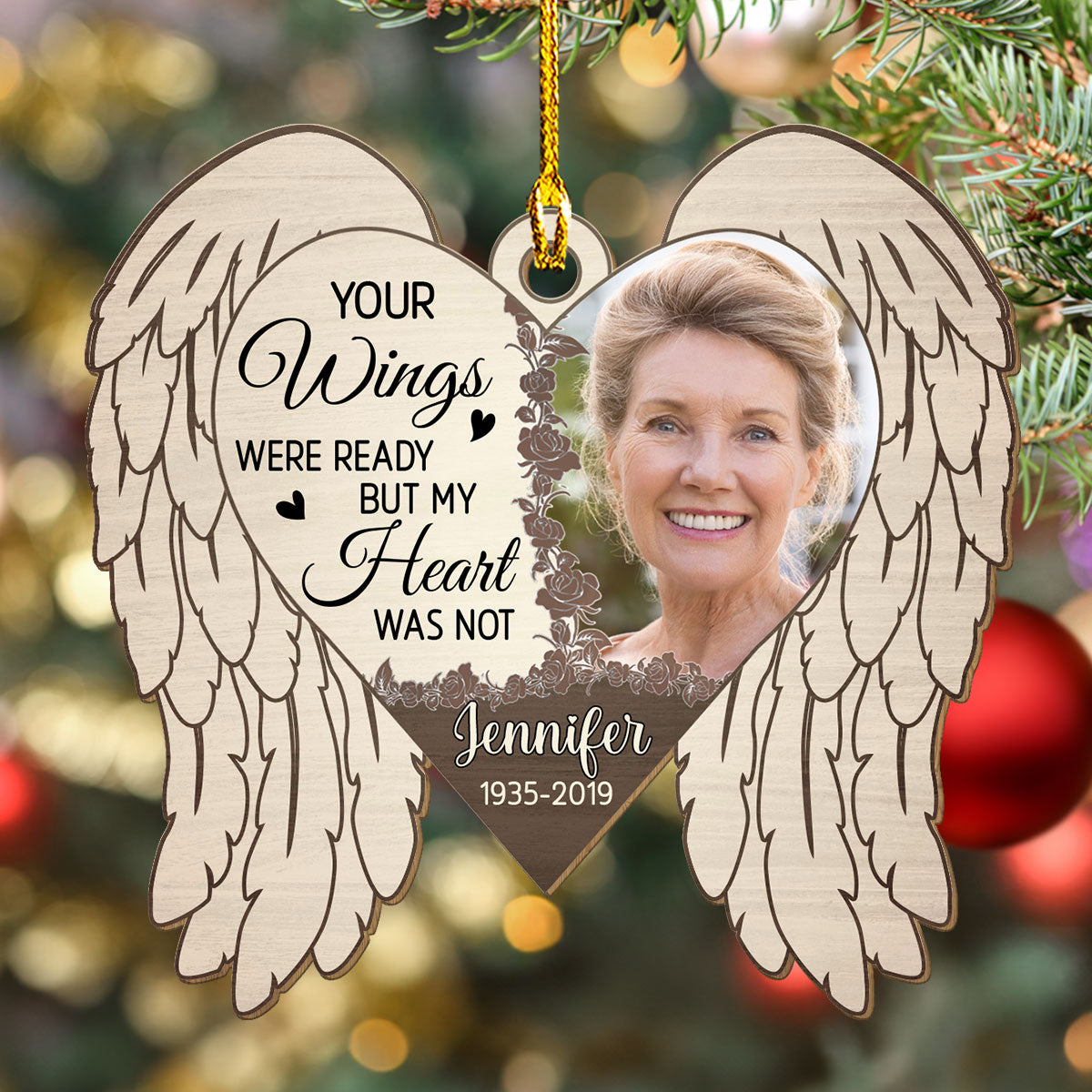 The Wings - Personalized 1-layered Wood Ornament