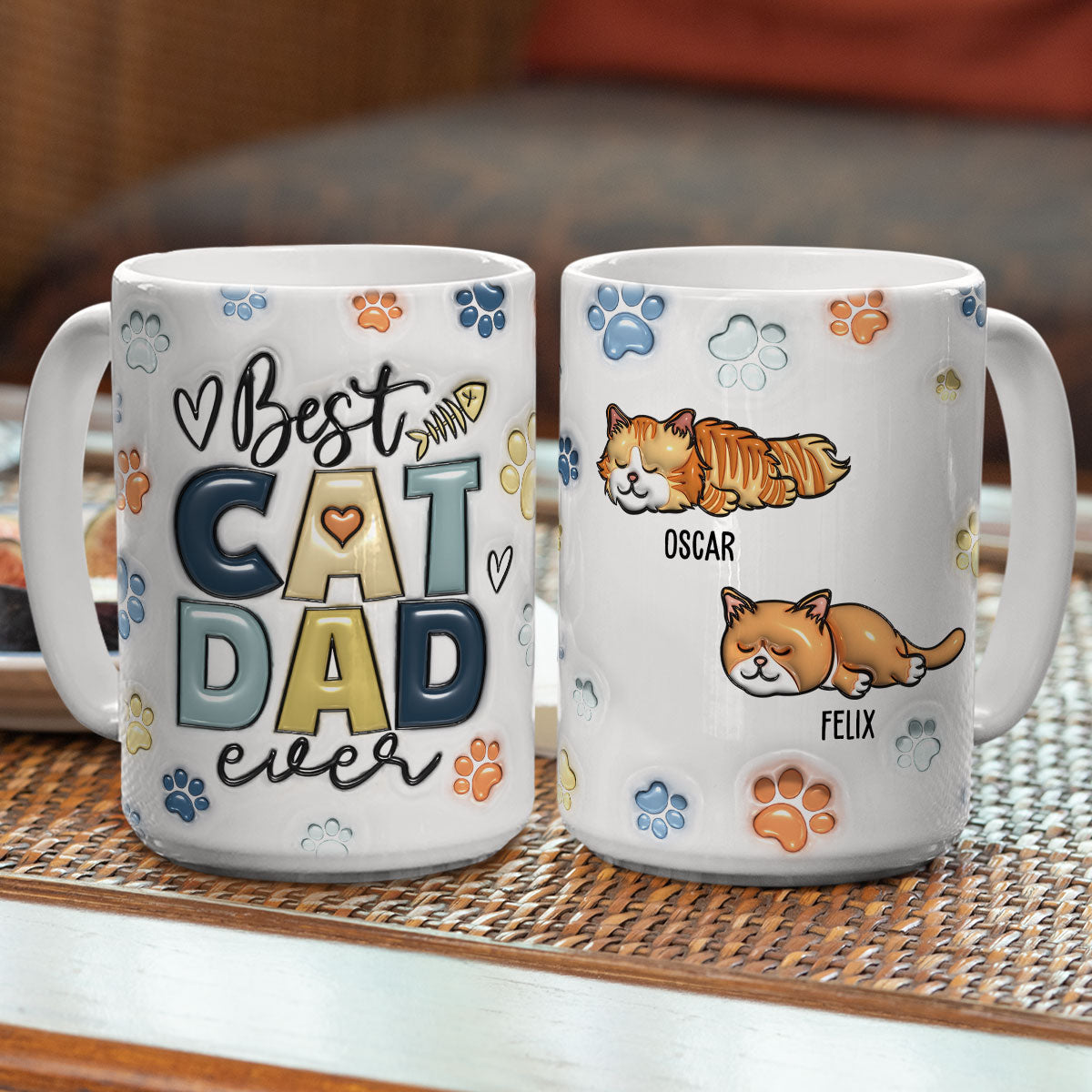 Custom Mother's day Birthday Gifts For Cat Mom, Cat Lovers • Best Cat Dad Mom In The World - Personalized 3D Inflated Effect Mug