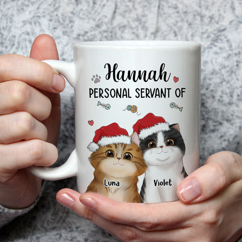 Custom Mother's day Birthday Gifts For Cat Mom, Cat Lovers • Personal Servant Of - Personalized Coffee Mug
