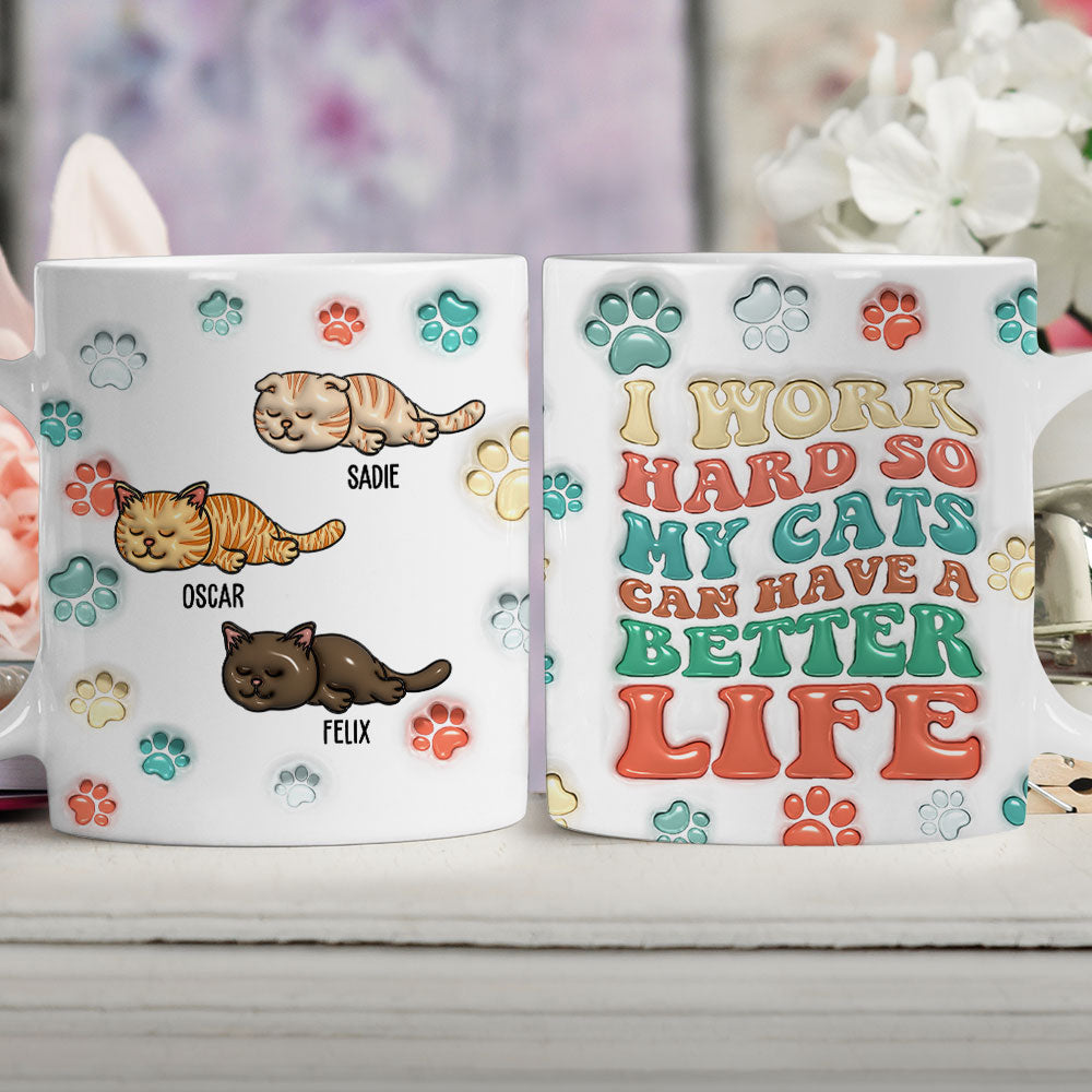 Custom Photo Christmas Birthday Gifts For Cat Lovers • Better Life - Personalized 3D Inflated Effect Mug