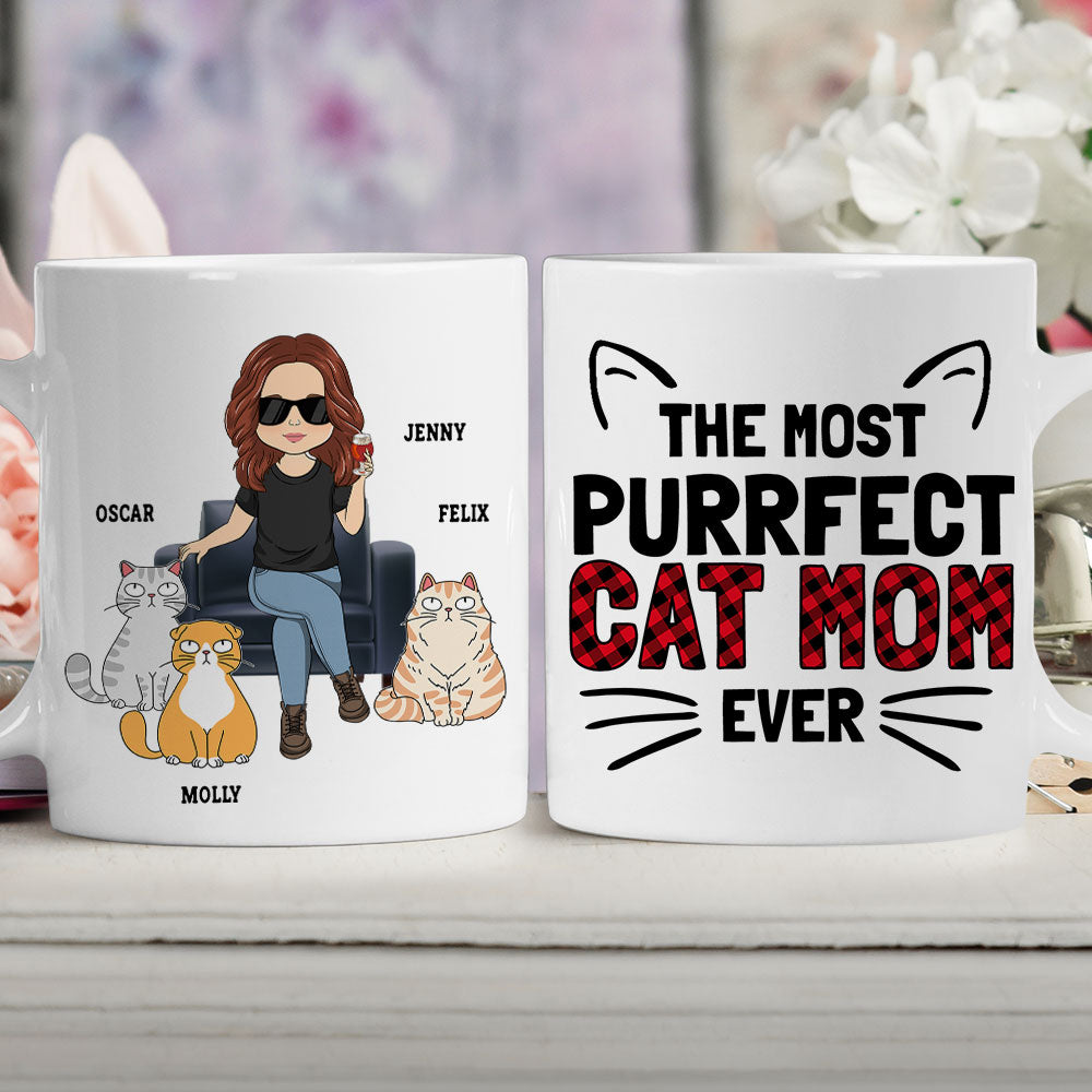 Custom Mother's day Birthday Gifts For Cat Mom, Cat Lovers • The Most Purrfect Cat - Personalized Coffee Mug