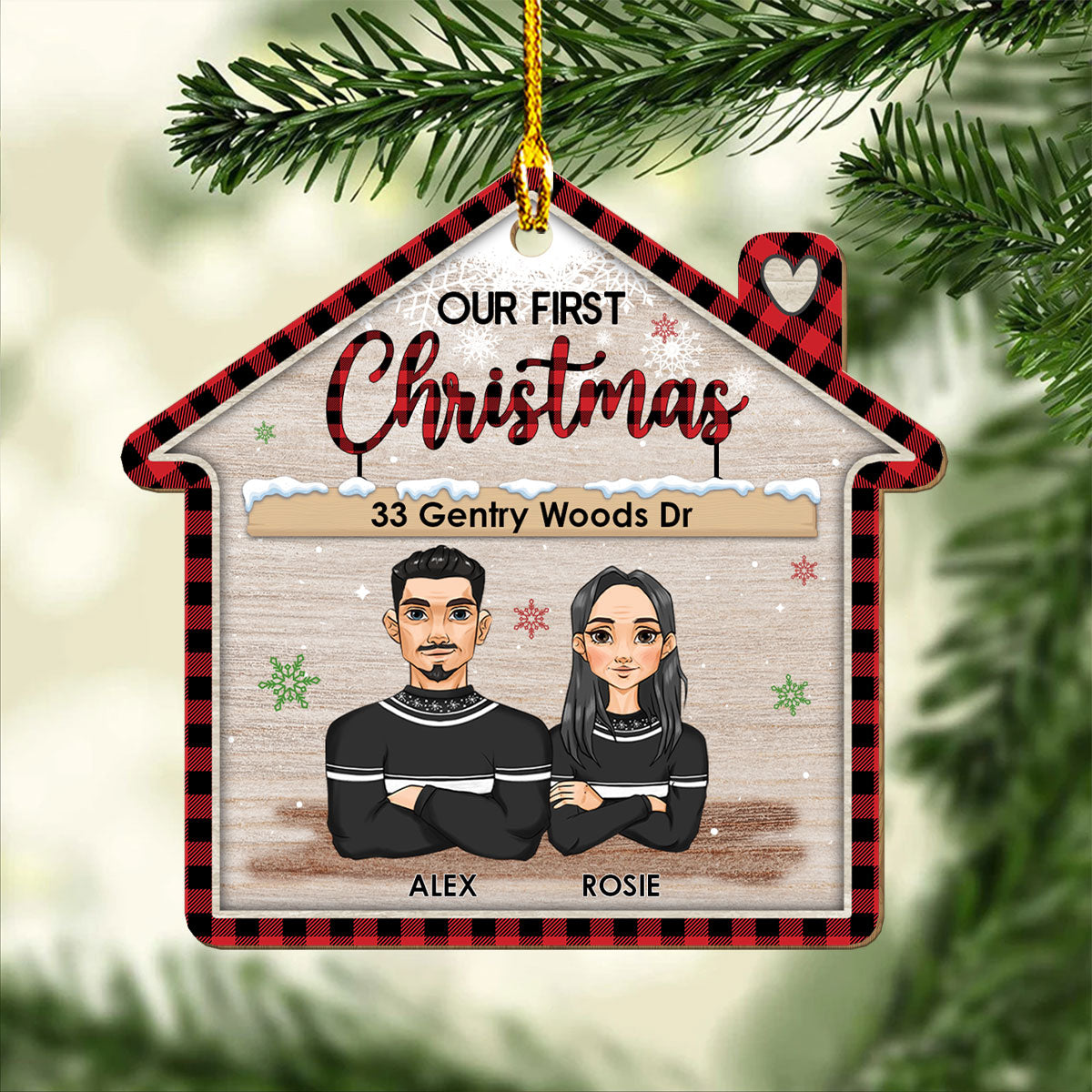 Christmas At Our Home - Personalized 1-layered Wood Ornament