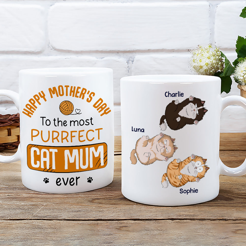 Custom Christmas Birthday Gifts For Cat Lovers • Purrfect Cat Mom - Personalized Coffee Mug