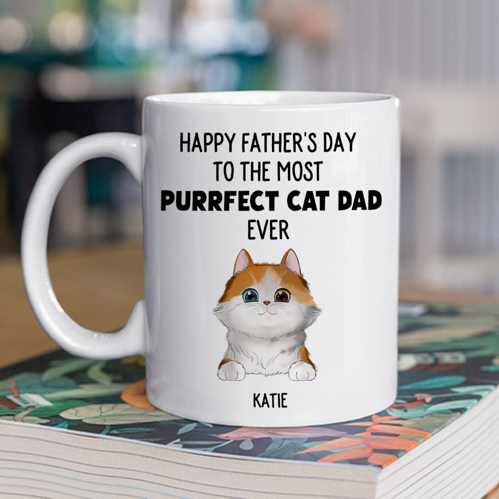 Custom Photo Christmas Birthday Gifts For Cat Dad, Cat Lovers • The Most Purrfect - Personalized Coffee Mug