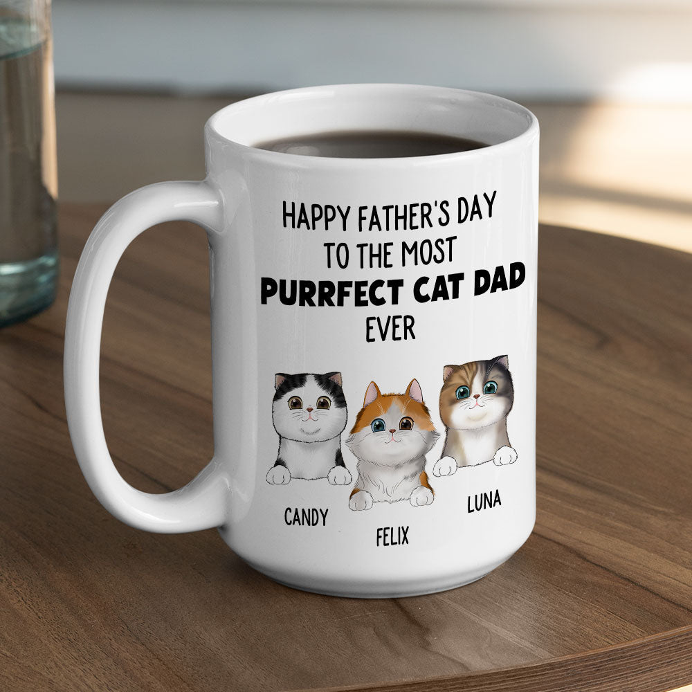 Custom Photo Christmas Birthday Gifts For Cat Dad, Cat Lovers • The Most Purrfect - Personalized Coffee Mug