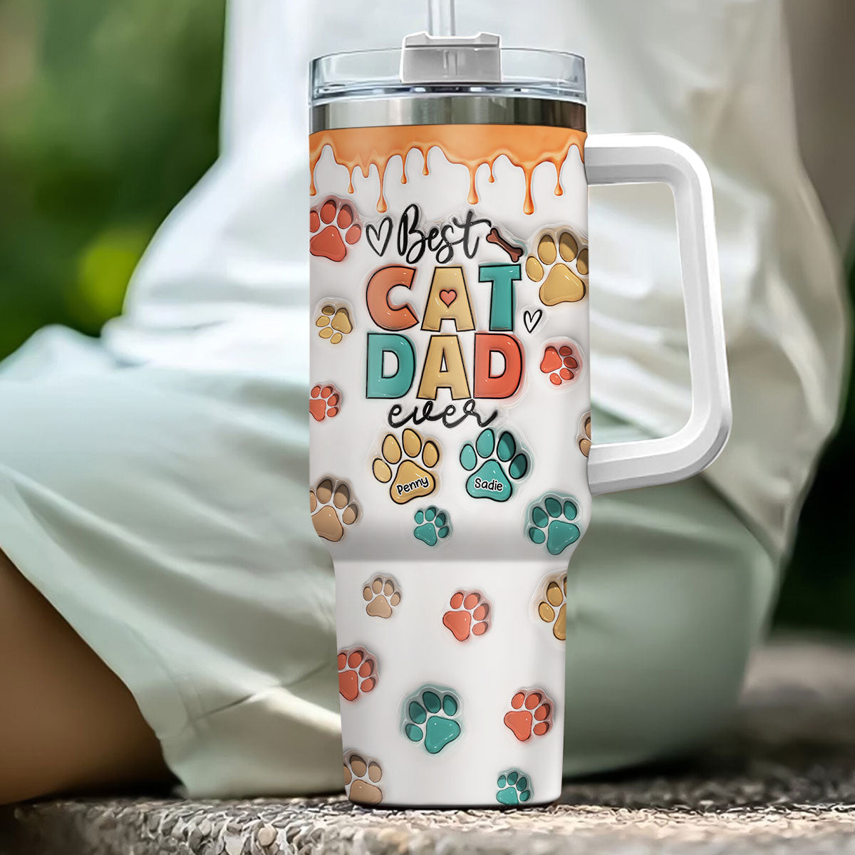 Custom Mother's day Birthday Gifts For Cat Mom, Cat Lovers • Best Mom Dad - Personalized 3D Inflated Effect Printed 40 Oz Tumbler