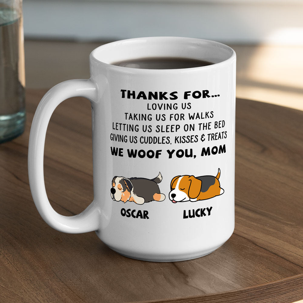 Custom Christmas Birthday Gifts For Dog Lovers • Thanks For Loving Me - Personalized Coffee Mug