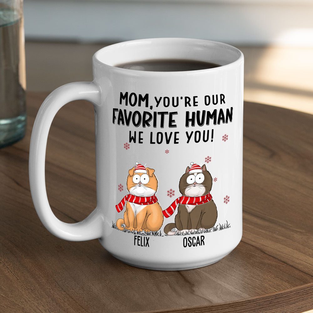 Custom Photo Mother's day Birthday Gifts For Cat Mom, Cat Lovers • Favorite Human We Love - Personalized Coffee Mug
