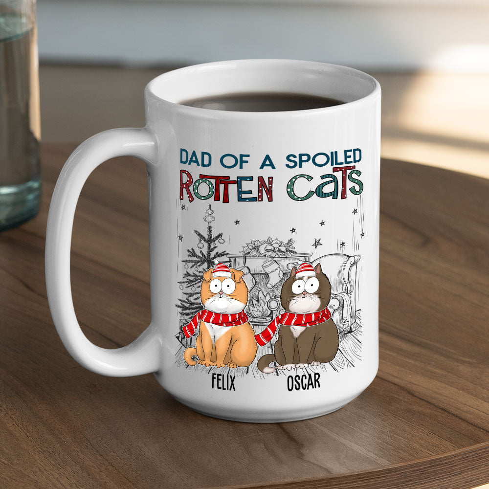 Custom Photo Mother's day Birthday Gifts For Cat Mom, Cat Lovers • Dad Of A Spoiled Rotten Dog - Personalized Coffee Mug