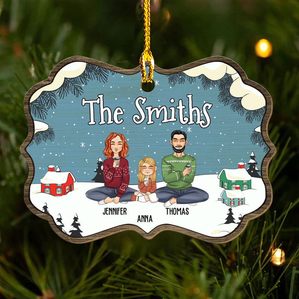 Family Name - Personalized 1-layered Wood Ornament
