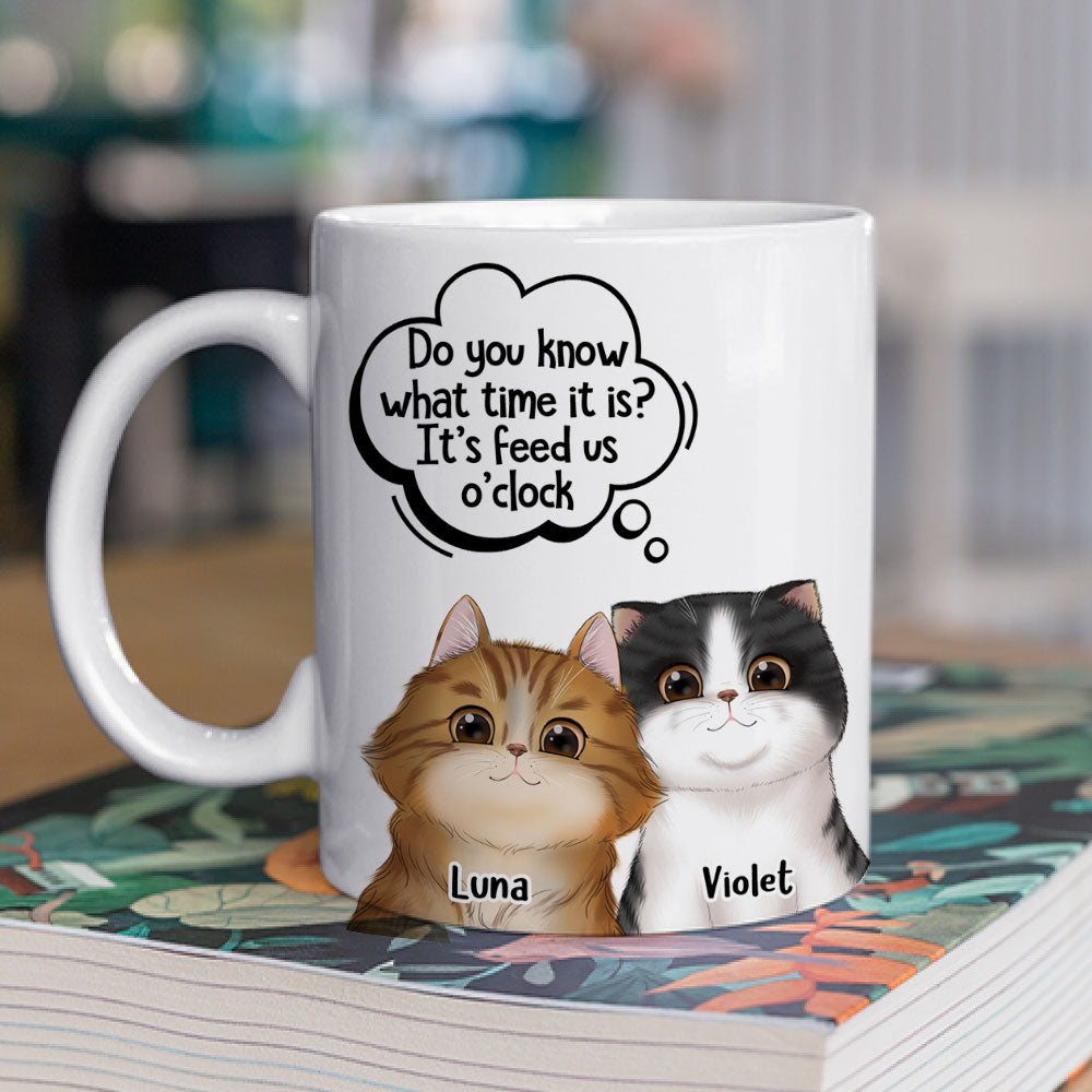 Custom Mother's day Birthday Gifts For Cat Mom, Cat Lovers • Feed Me O‘clock - Personalized Coffee Mug