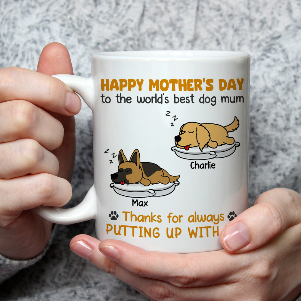 Custom Photo Christmas Birthday Gifts For Dog Lovers • Thanks For Always Putting Up - Personalized Coffee Mug