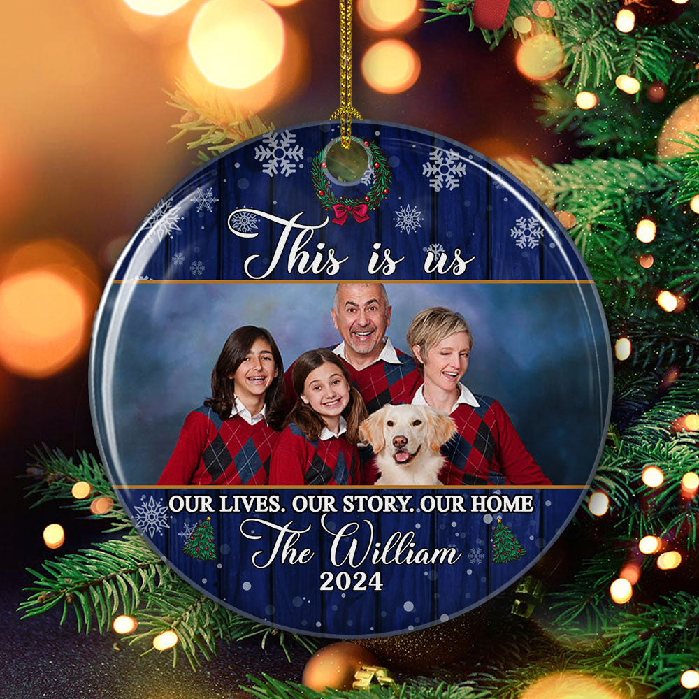 This Is Us - Personalized Photo Circle Ceramic Ornament