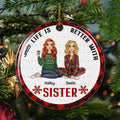 Better With Besties - Personalized Circle Ceramic Christmas Ornament