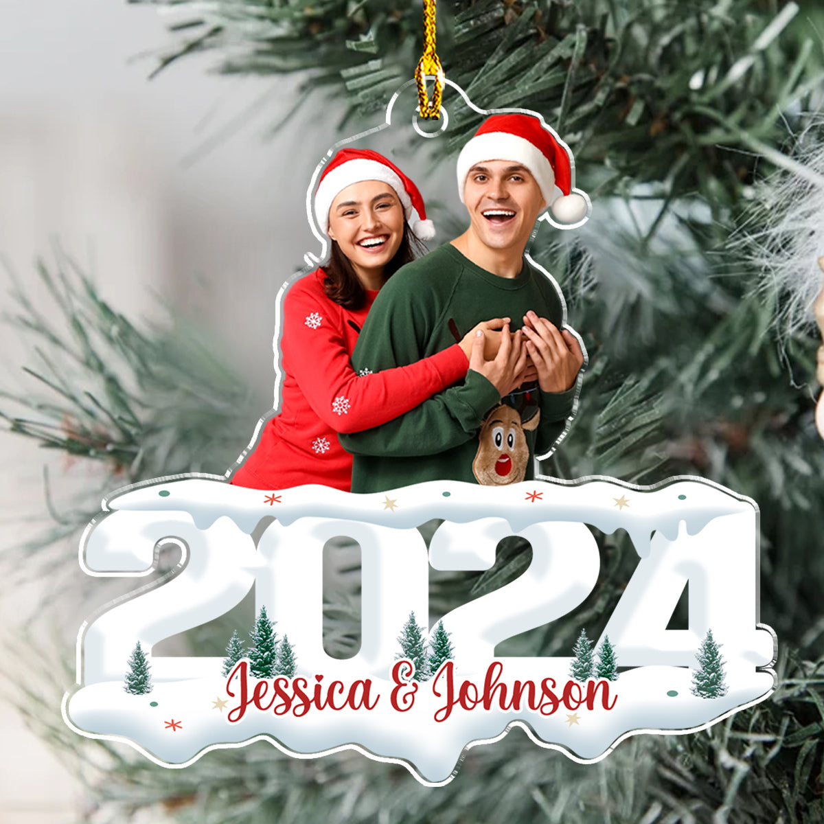 Photo Couple - Joy of Christmas 2024 - Personalized Acrylic Ornament