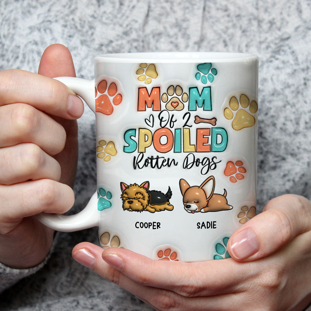 Custom Christmas Birthday Gifts For Dog Lovers • Spoiled Rotten Dogs - Personalized 3D Inflated Effect Mug