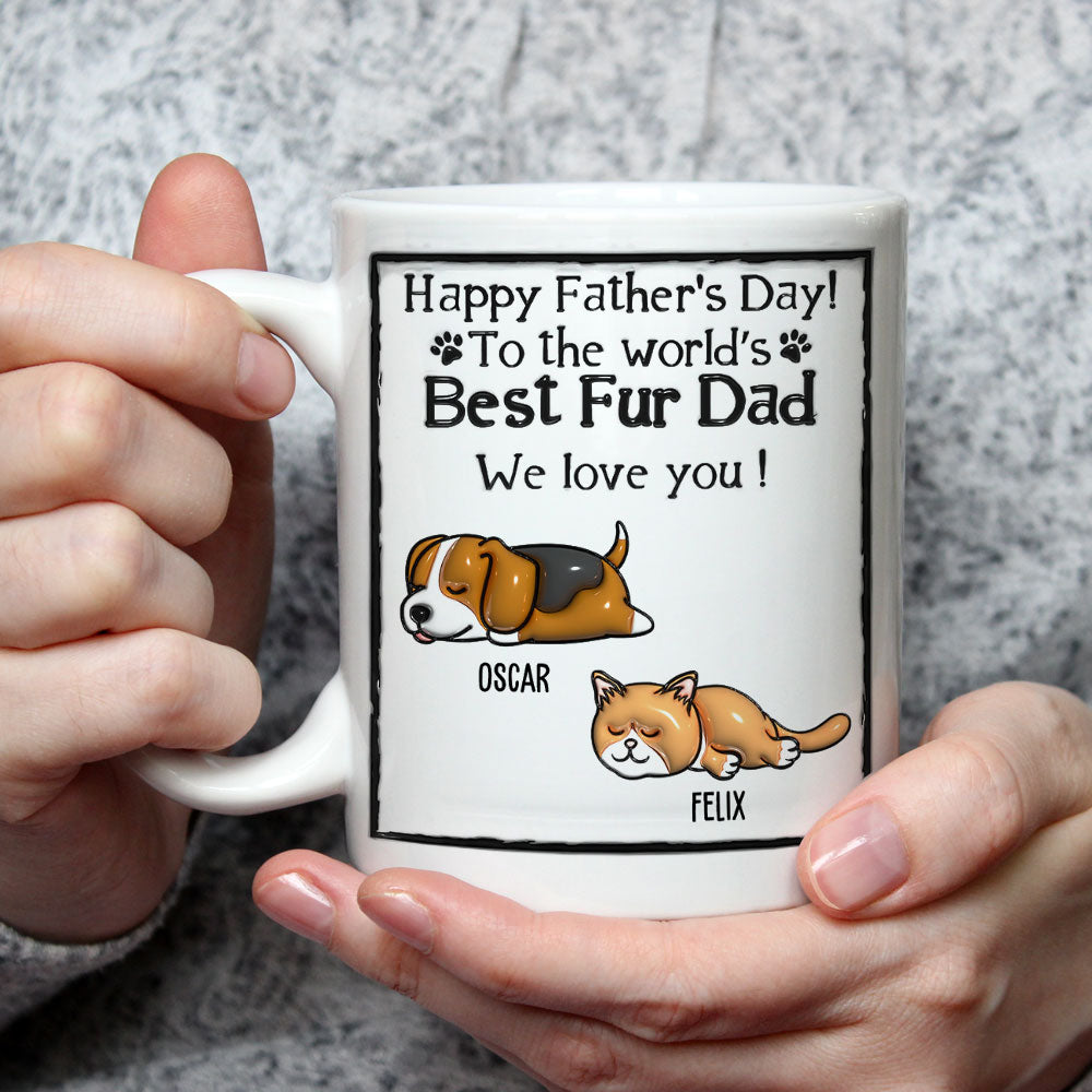 Custom Photo Christmas Birthday Gifts For Dog Dad, Dog Lovers • Love Pet Dad - Personalized 3D Inflated Effect Mug