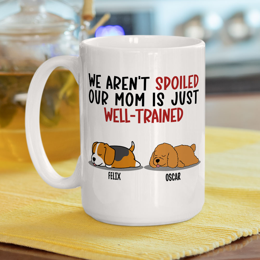 Custom Photo Christmas Birthday Gifts For Dog Lovers • Spoiled Dog & Well Trained Dad - Personalized Coffee Mug