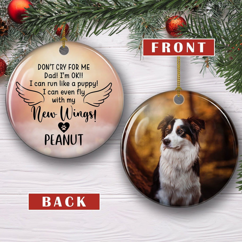 Custom Christmas Memorial Sympathy Gifts For Dogs, Cats • Once By My Side - Personalized Circle Ceramic Ornament