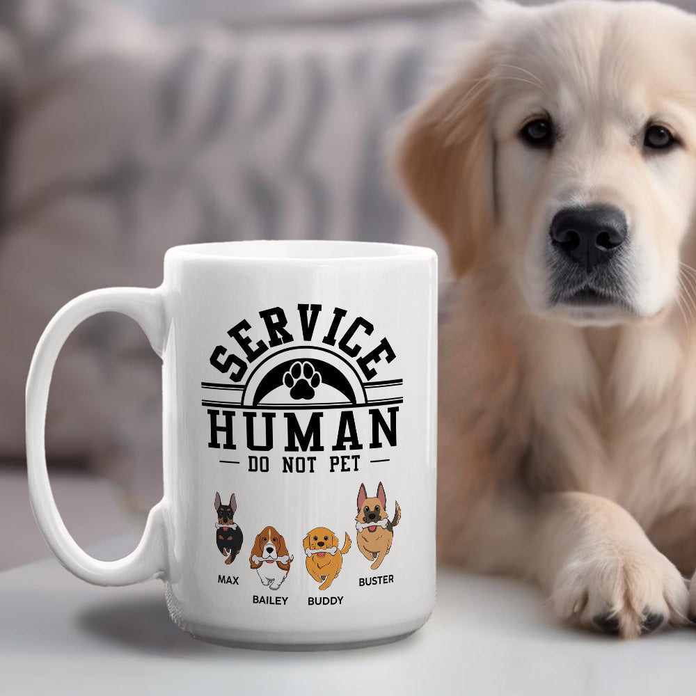 Custom Christmas Birthday Gifts For Dog Dad, Dog Lovers • Service Human, Do Not Pet - Personalized Coffee Mug