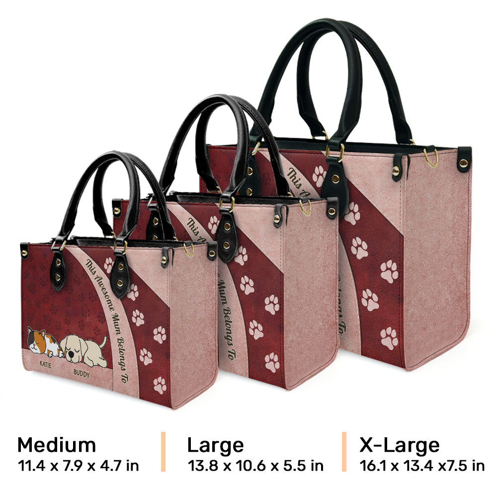 Awesome Mom Belongs To - Personalized Leather Bag