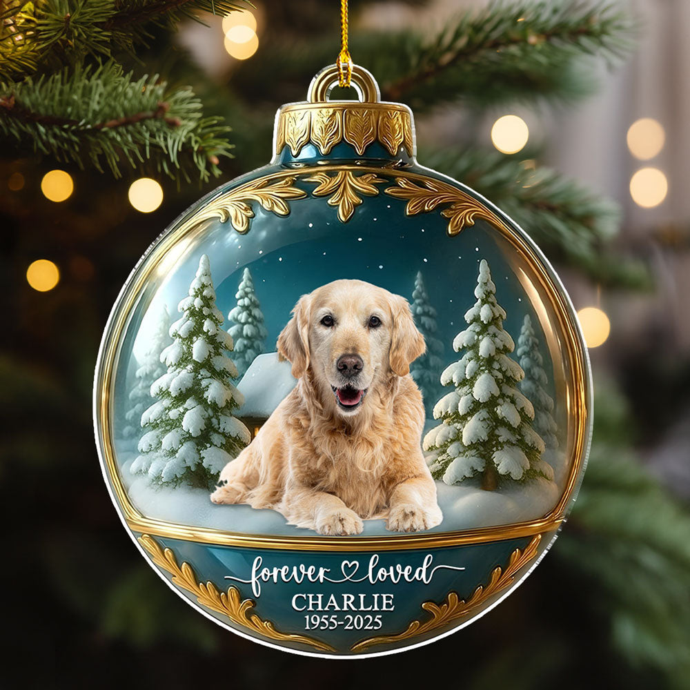 Custom Christmas Memorial Sympathy Gifts For Dogs, Cats • Forever Loved - Personalized Acrylic Ornament