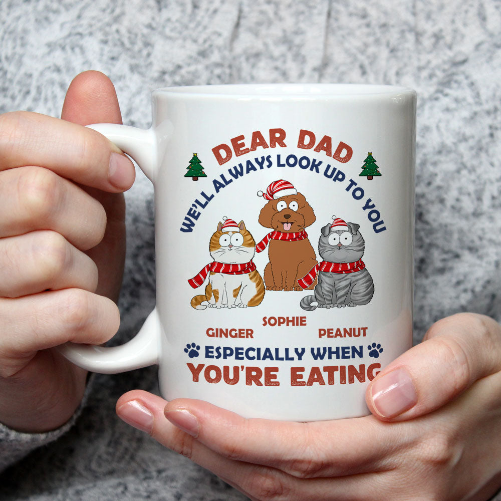 Custom Photo Mother's day Birthday Gifts For Cat Mom, Cat Lovers • Look Up When Eating - Personalized Coffee Mug
