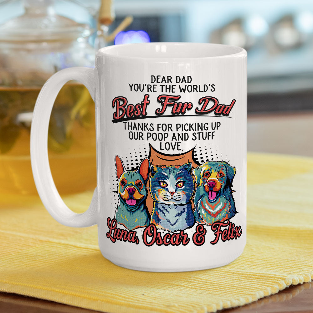 Custom Mother's day Birthday Gifts For Cat Mom, Cat Lovers • Pop Art Love Fur Dad - Personalized Coffee Mug