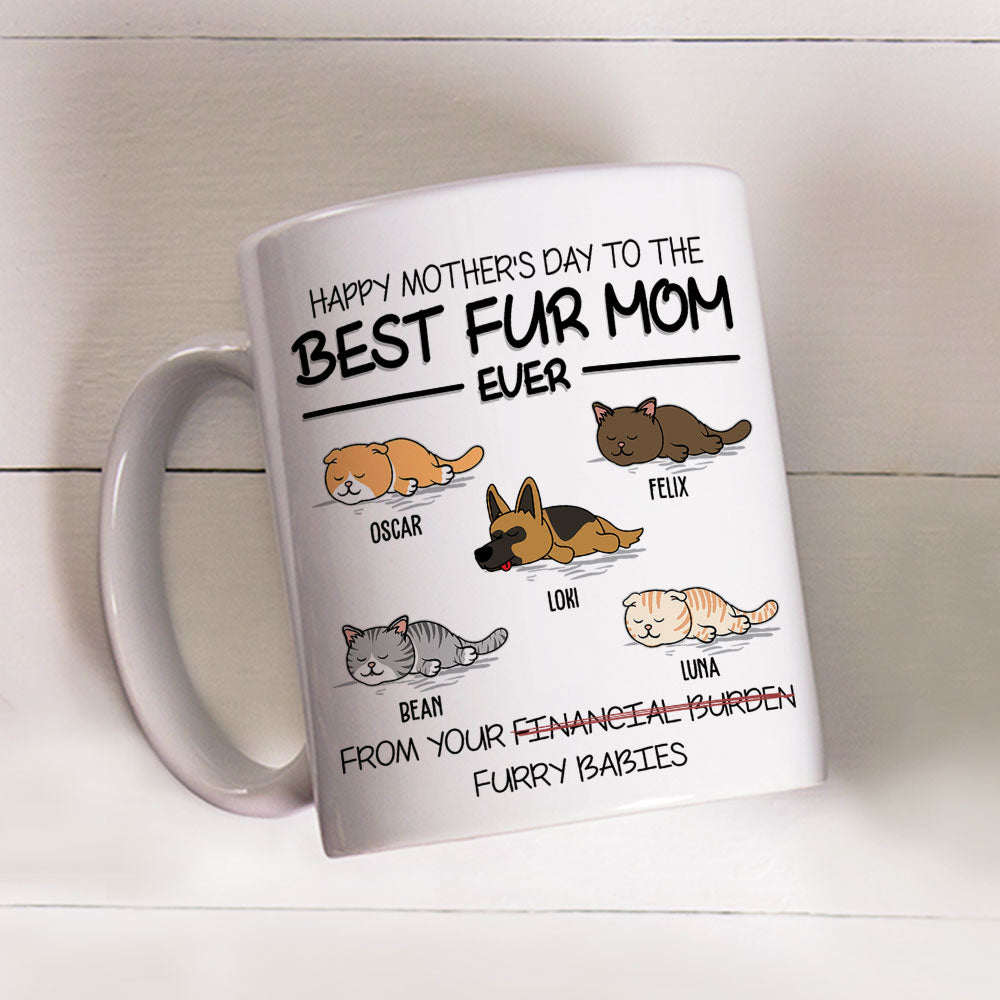 Custom Photo Mother's day Birthday Gifts For Cat Mom, Cat Lovers • Happy Mother's Day To The Best Fur Mom Ever - Personalized Coffee Mug