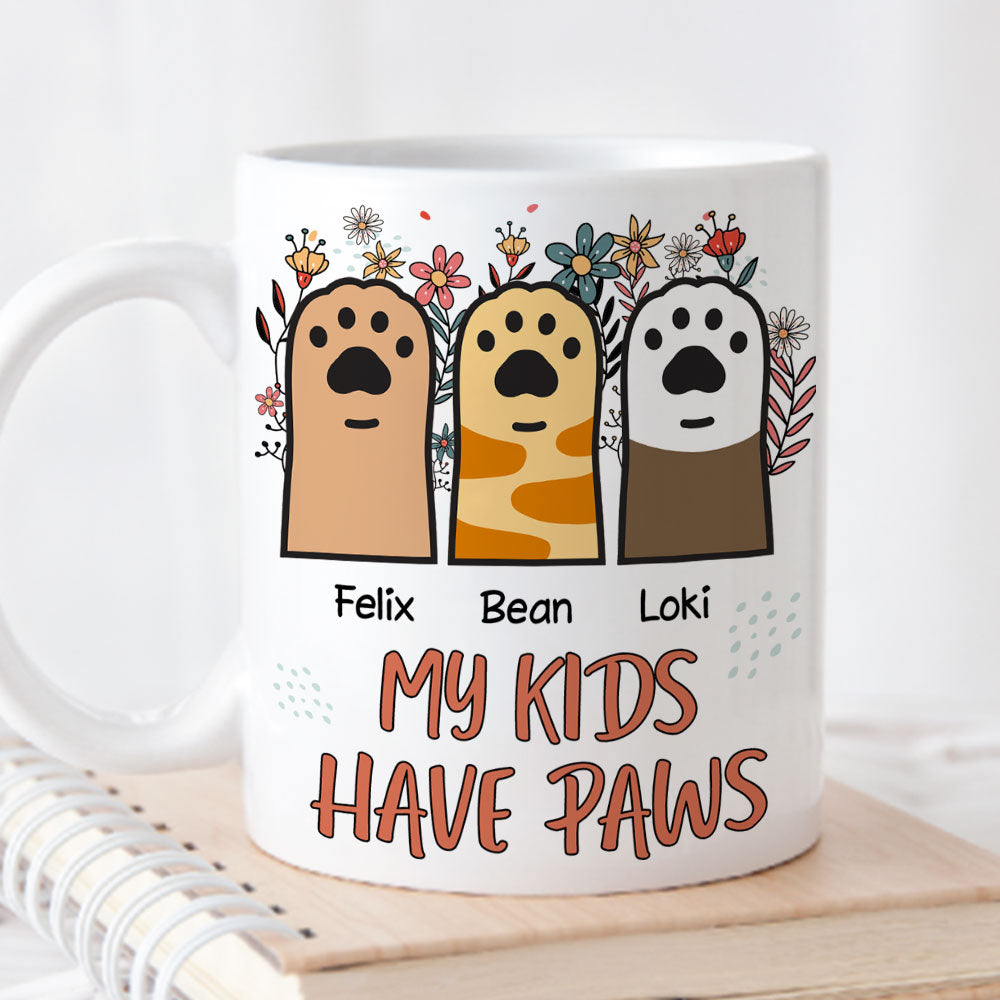 Custom Mother's day Birthday Gifts For Cat Mom, Cat Lovers • My Kid Has Paw - Personalized Coffee Mug