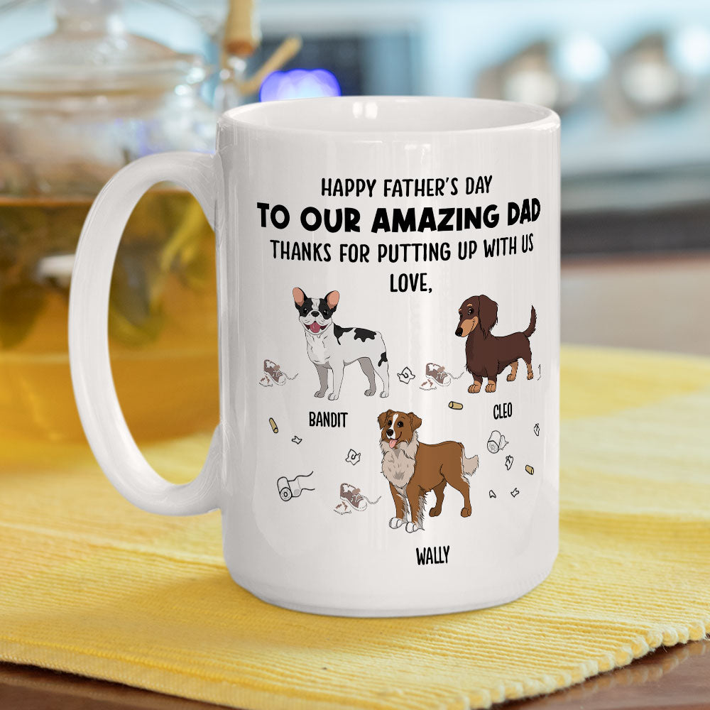 Custom Photo Christmas Birthday Gifts For Dog Lovers • Dog Thanks For Dad - Personalized Coffee Mug