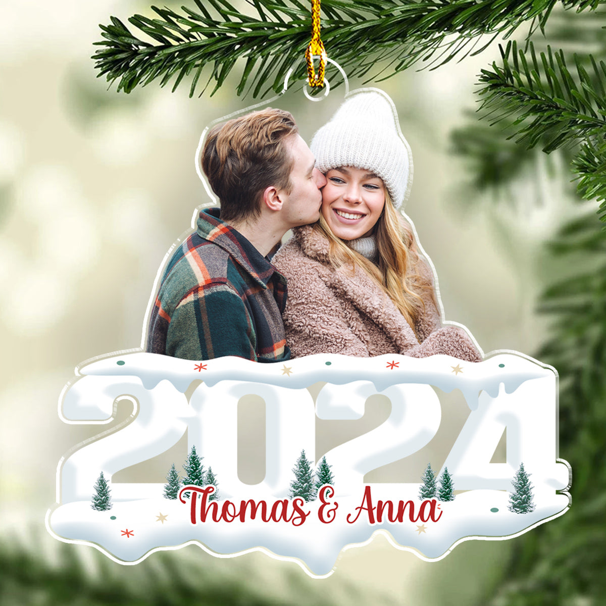 Photo Couple - Joy of Christmas 2024 - Personalized Acrylic Ornament