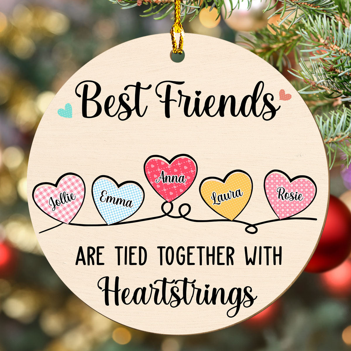 Tied Together - Personalized 1-layered Wood Ornament