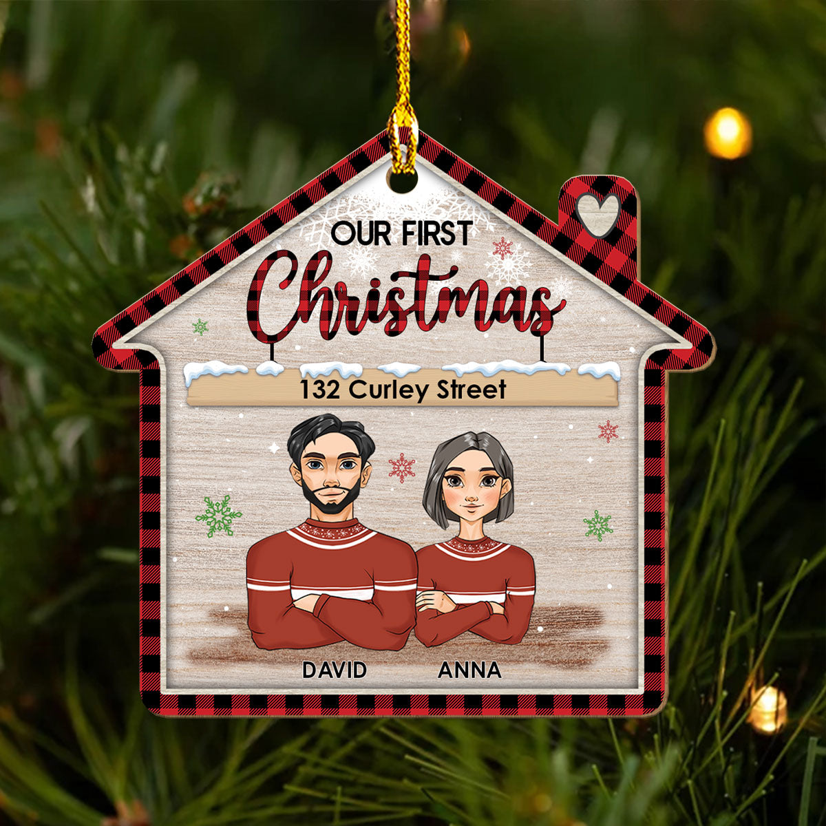 Christmas At Our Home - Personalized 1-layered Wood Ornament