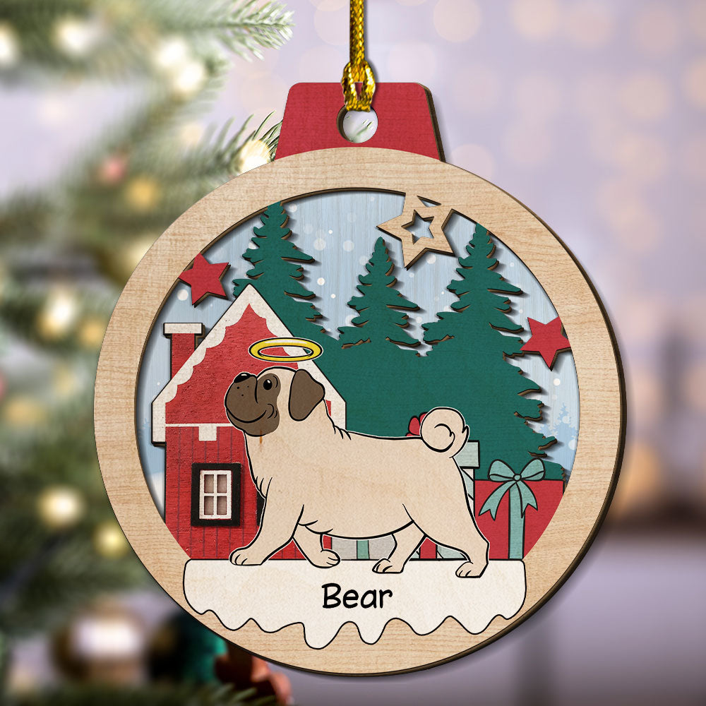 Winter Pet Walking - Personalized 2-layered Wood Ornament