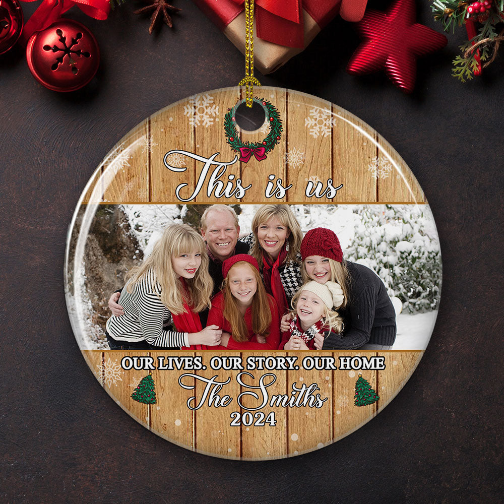 This Is Us - Personalized Photo Circle Ceramic Ornament