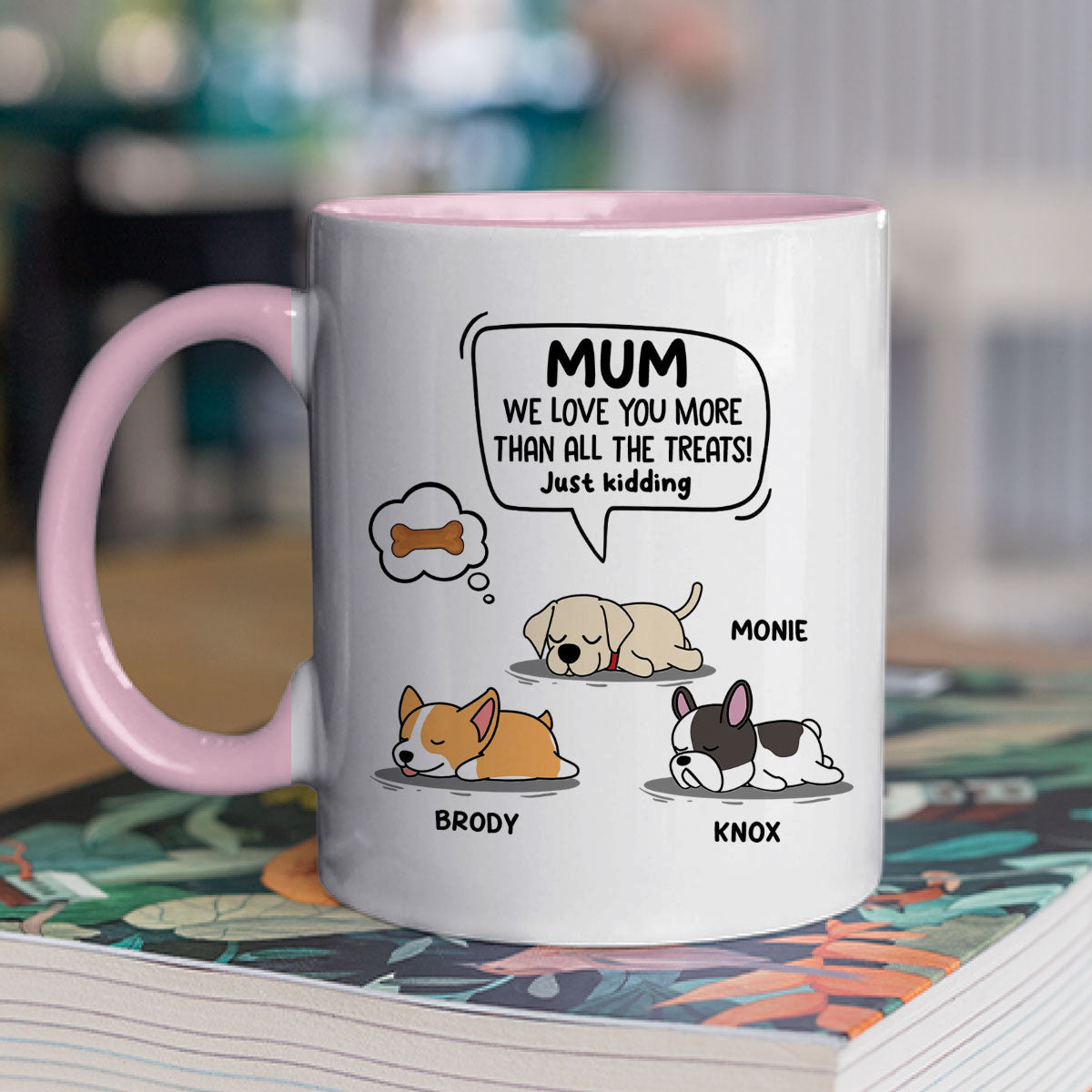 Custom Photo Christmas Birthday Gifts For Dog Lovers • I Love Dad More Than Treats - Personalized Accent Mug