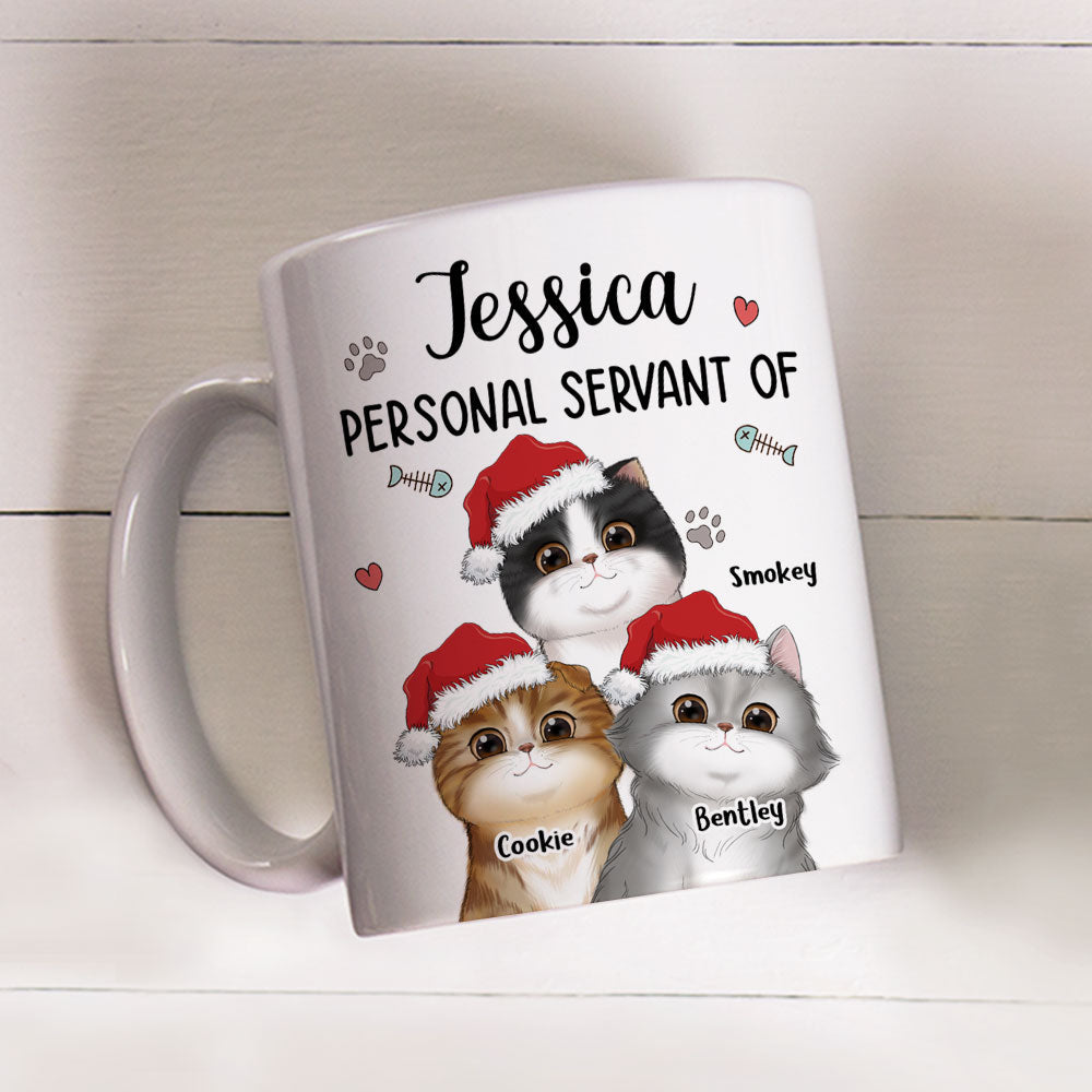 Custom Mother's day Birthday Gifts For Cat Mom, Cat Lovers • Personal Servant Of - Personalized Coffee Mug
