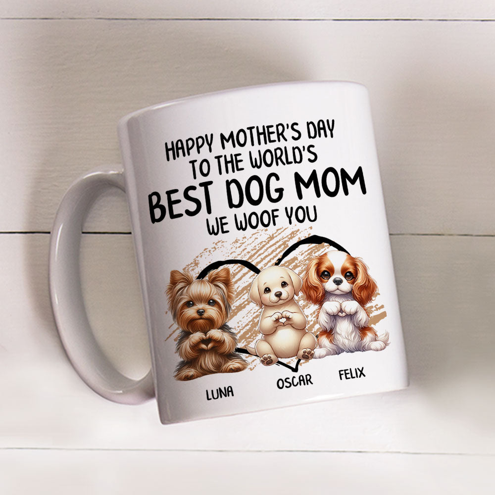 Custom Photo Mother's day Birthday Gifts For Dog Mom, Dog Lovers • Heart Sign Mom - Personalized Coffee Mug