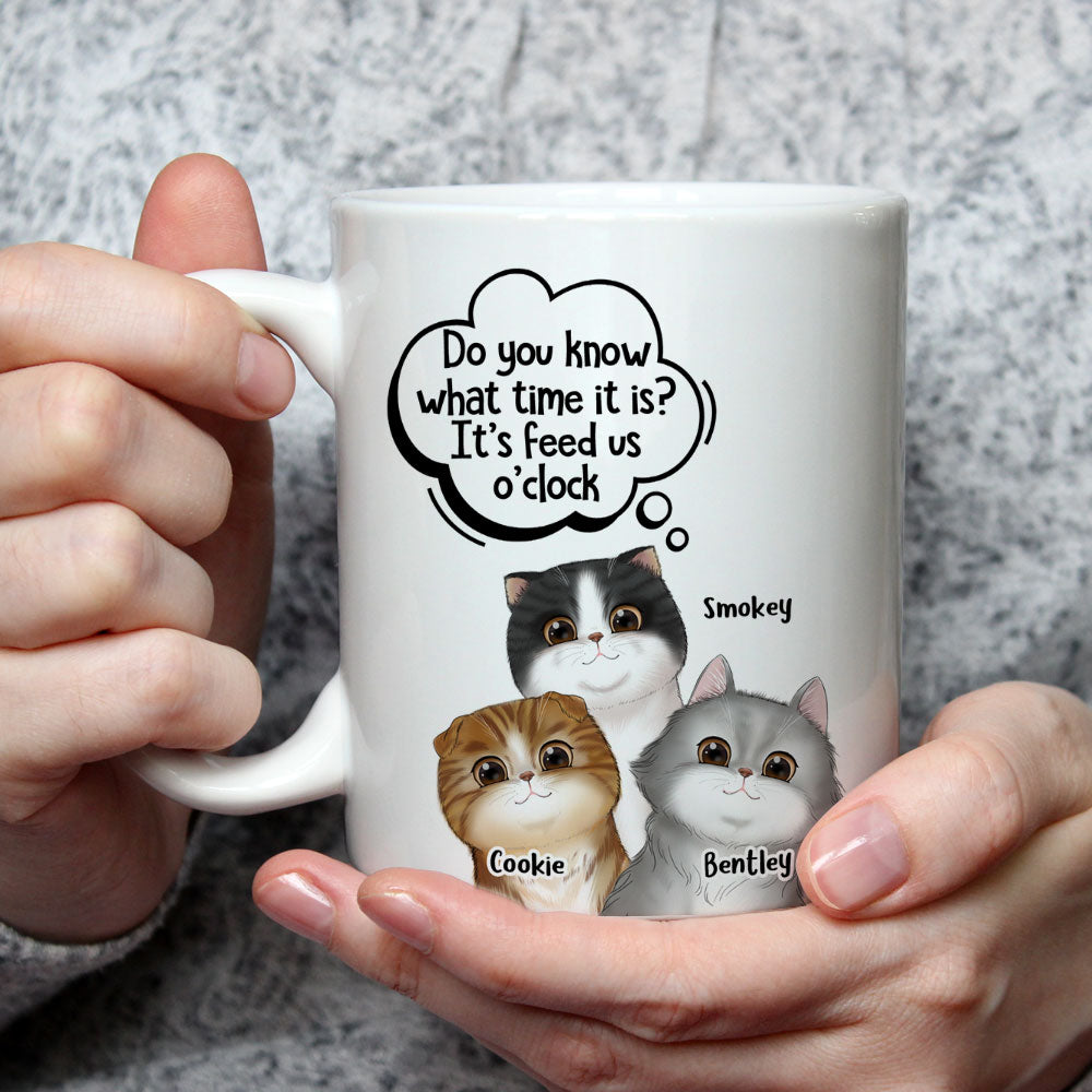 Custom Mother's day Birthday Gifts For Cat Mom, Cat Lovers • Feed Me O‘clock - Personalized Coffee Mug