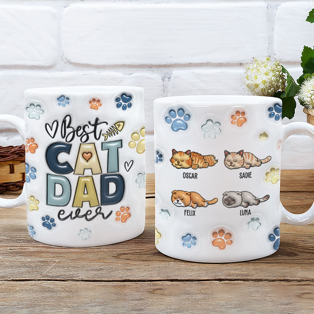 Custom Mother's day Birthday Gifts For Cat Mom, Cat Lovers • Best Cat Dad Mom In The World - Personalized 3D Inflated Effect Mug
